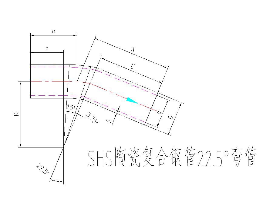 SHS陶瓷復(fù)合鋼管22.5°彎管